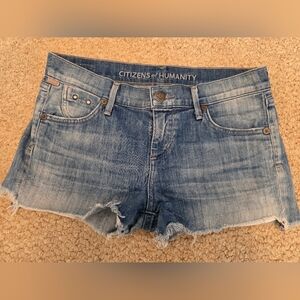 Citizens of Humanity Blue Denim Cut Off Shorts